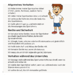 Arbeitsblatt „Regeln in der Halle“ mit Sicherheits- und Verhaltensregeln für den Sportunterricht.